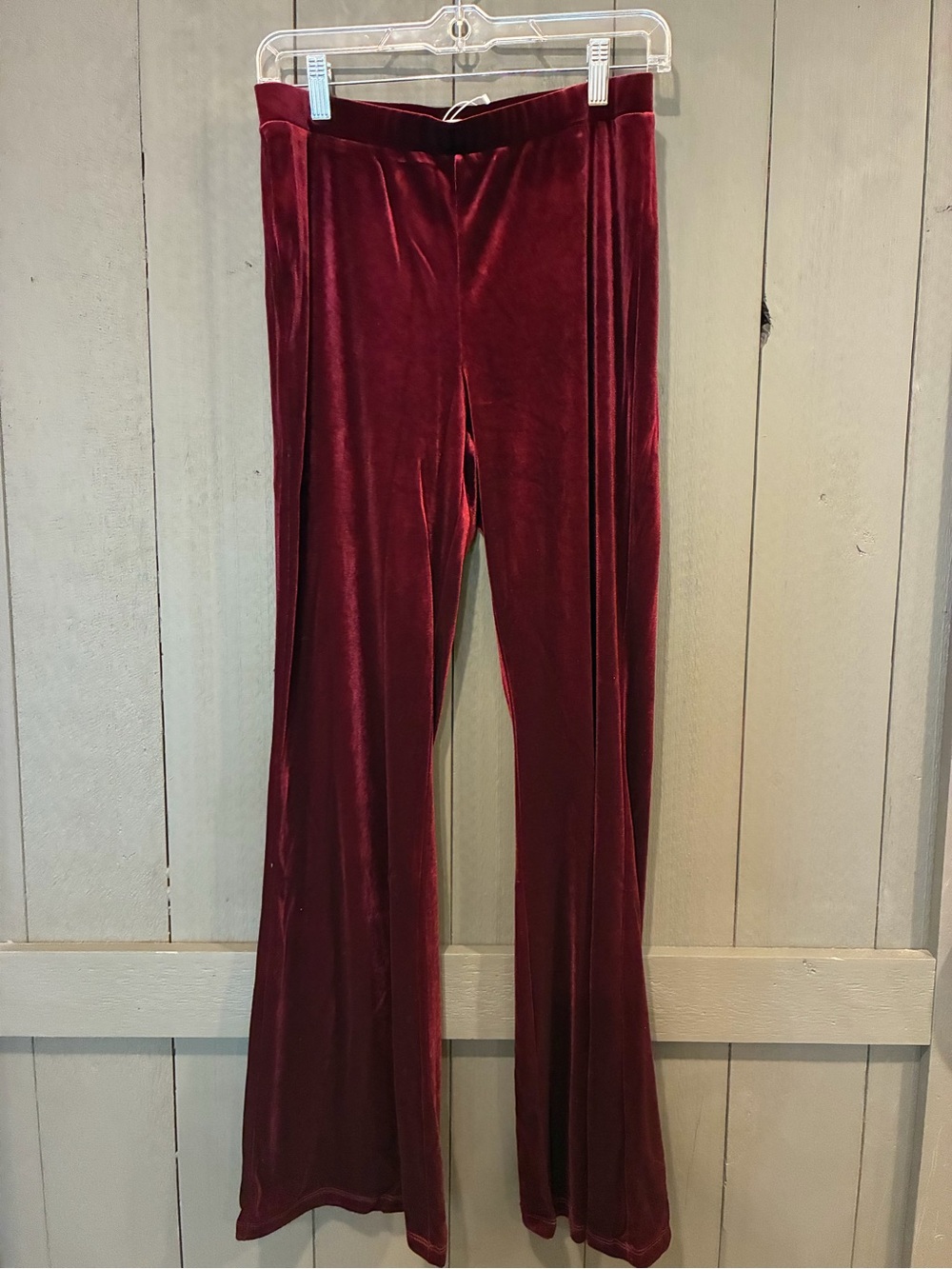 NWT Mango juniors sz large Velvet Flared Pants - Deep Wine
